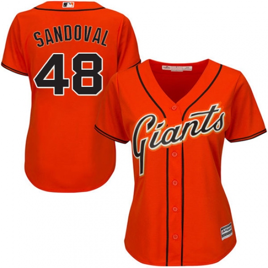 Women's Majestic San Francisco Giants #48 Pablo Sandoval Replica Orange Alternate Cool Base MLB Jersey - Ujersey