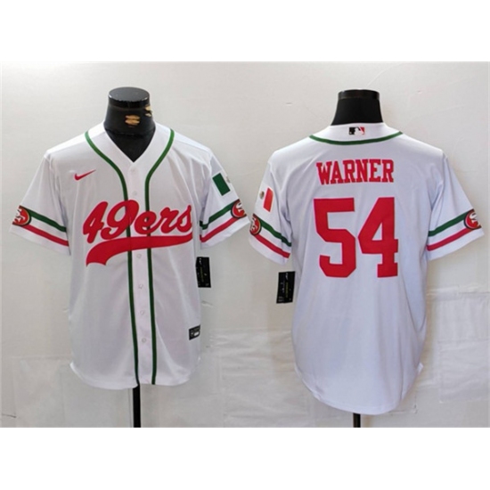 Men's San Francisco 49ers #54 Fred Warner White With Cool Base Stitched Baseball Jersey - Ujersey