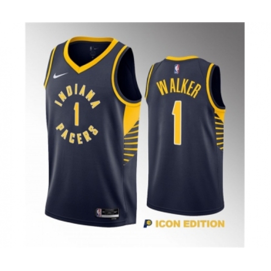 Men's Indiana Pacers #1 Jarace Walker Navy 2023 Draft Icon Edition Stitched Basketball Jersey - Ujersey