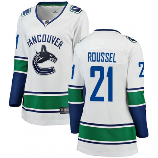 Women's Vancouver Canucks #21 Antoine Roussel Fanatics Branded White Away Breakaway NHL Jersey - Ujersey