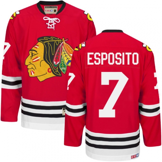 Men's CCM Chicago Blackhawks #7 Tony Esposito Premier Red New Throwback NHL Jersey - Ujersey