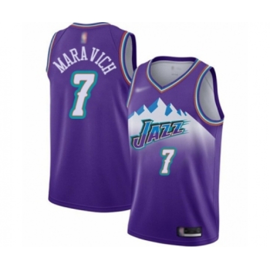 Women's Utah Jazz #7 Pete Maravich Swingman Purple Hardwood Classics Basketball Jersey