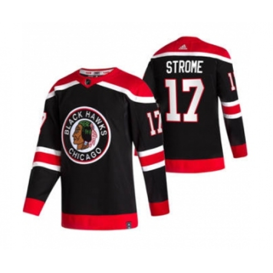 Men's Chicago Blackhawks #17 Dylan Strome Black 2020-21 Reverse Retro Alternate Hockey Jersey - Ujersey