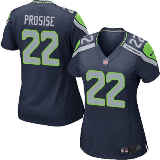 Women's Nike Seattle Seahawks #22 C. J. Prosise Game Steel Blue Team Color NFL Jersey - Ujersey
