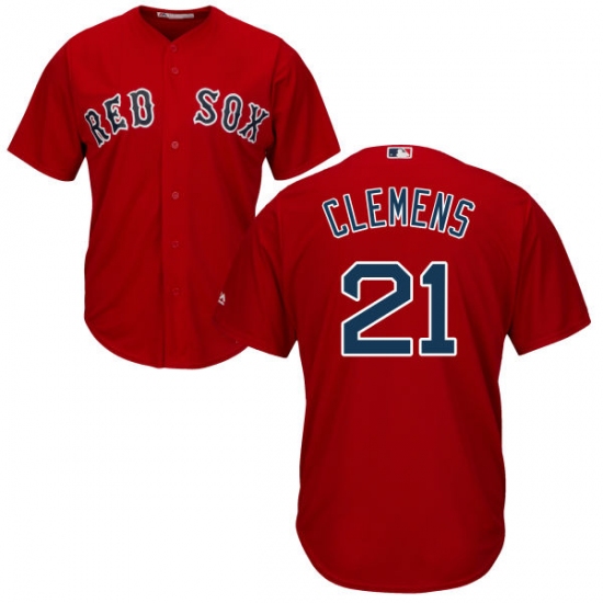 Youth Majestic Boston Red Sox #21 Roger Clemens Authentic Red Alternate Home Cool Base MLB Jersey - Ujersey