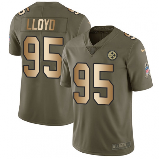 Men's Nike Pittsburgh Steelers #95 Greg Lloyd Limited Olive/Gold 2017 Salute to Service NFL Jersey - Ujersey