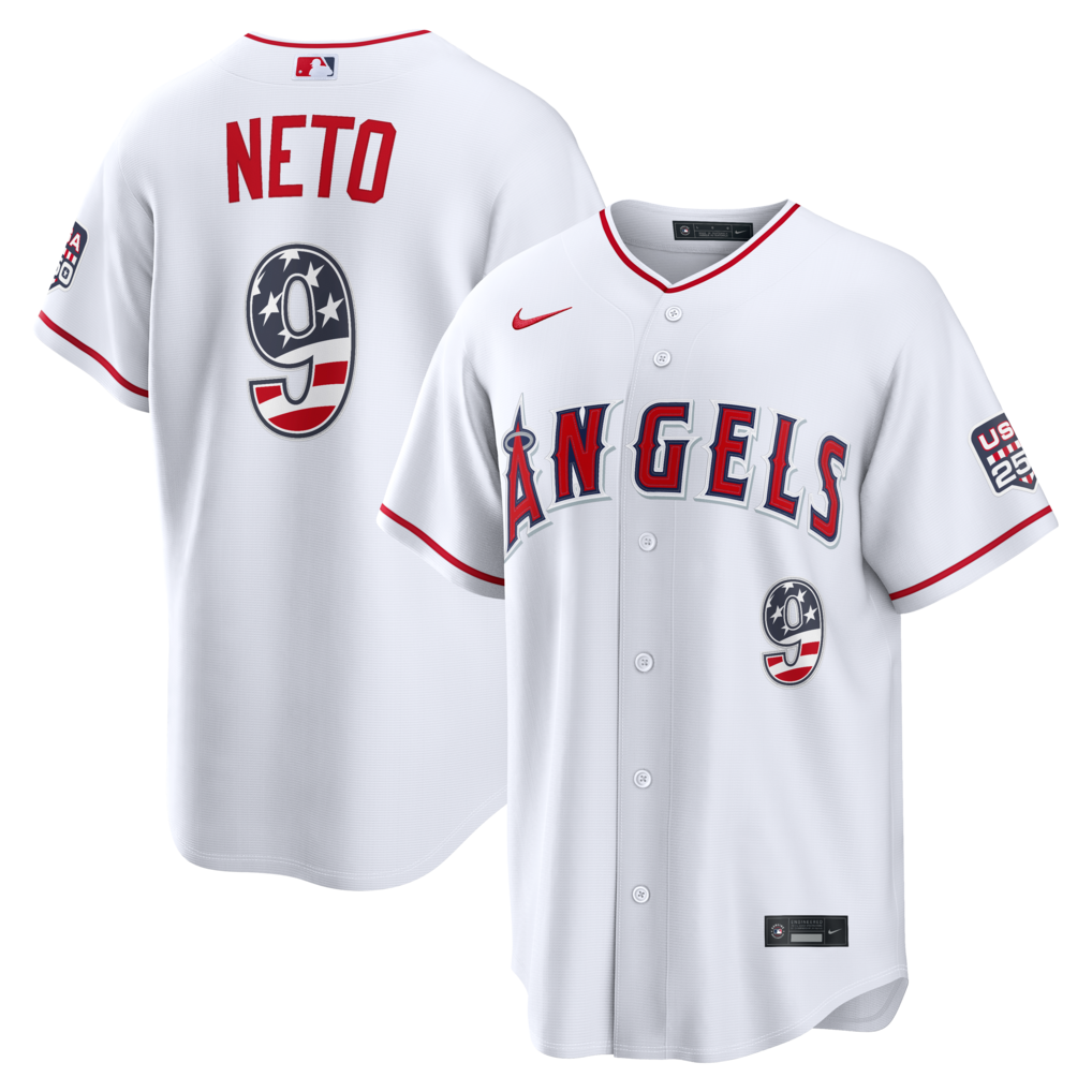 Men's Los Angeles Angels Zach Neto Nike White USA 250 Fourth of July Stadium Jersey - Ujersey