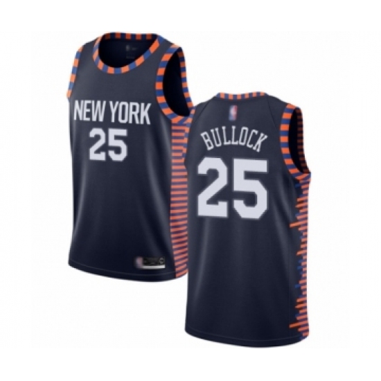 Men's New York Knicks #25 Reggie Bullock Authentic Navy Blue Basketball Jersey - 2018 19 City Edition - Ujersey