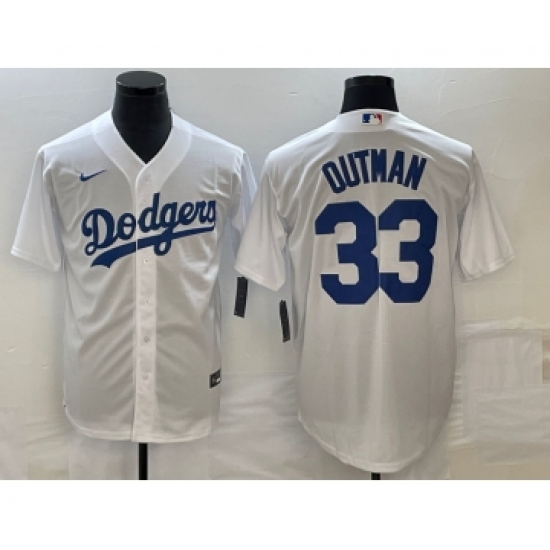 Men's Los Angeles Dodgers #33 James Outman White Cool Base Stitched Jersey - Ujersey