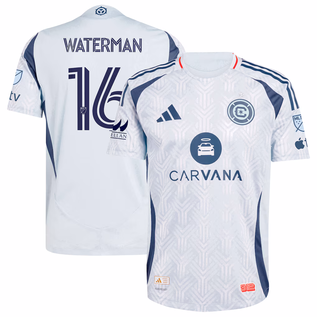 Men's Chicago Fire Joel Waterman adidas Light Blue 2025 The Municipal Kit On-Field Authentic Jersey - Ujersey NHL