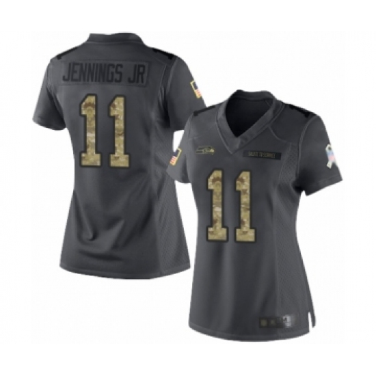 Women's Seattle Seahawks #11 Gary Jennings Jr. Limited Black 2016 Salute to Service Football Jersey - Ujersey