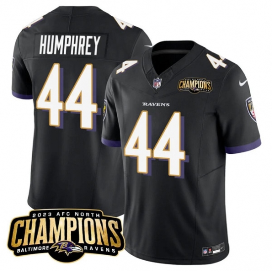 Men's Baltimore Ravens #44 Marlon Humphrey Black 2023 F.U.S.E. AFC North Champions Vapor Limited Football Stitched Jersey - Ujersey
