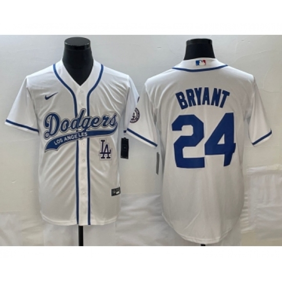 Men's Los Angeles Dodgers #24 Kobe Bryant White Cool Base Stitched Baseball Jersey1 - Ujersey
