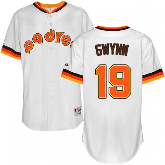Men's Majestic San Diego Padres #19 Tony Gwynn Replica White 1984 Turn Back The Clock MLB Jersey