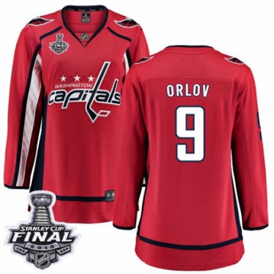 Women's Washington Capitals #9 Dmitry Orlov Fanatics Branded Red Home Breakaway 2018 Stanley Cup Final NHL Jersey - Ujersey