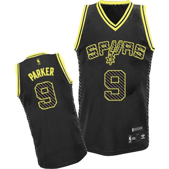 Men's Adidas San Antonio Spurs #9 Tony Parker Authentic Black Electricity Fashion NBA Jersey - Ujersey