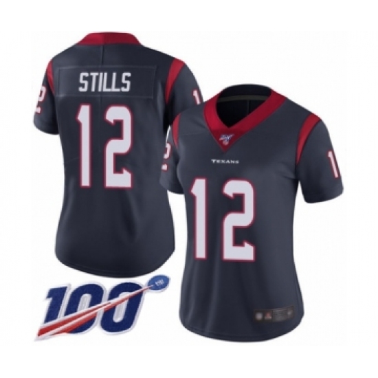 Women's Houston Texans #12 Kenny Stills Navy Blue Team Color Vapor Untouchable Limited Player 100th Season Football Jersey - Ujersey