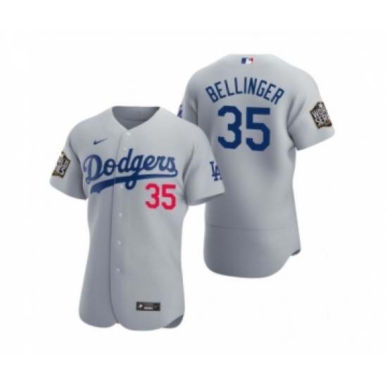 Men's Los Angeles Dodgers #35 Cody Bellinger Nike Gray 2020 World Series Authentic Jersey - Ujersey