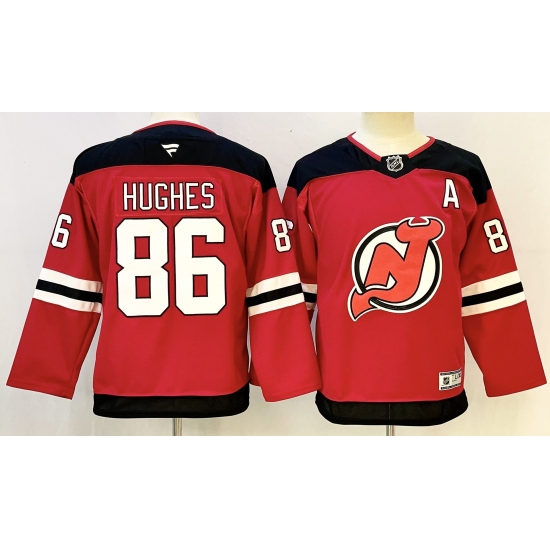 Youth New Jersey Devils #86 Jack Hughes Red With A Stitched Jersey - Ujersey
