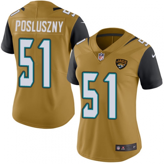 Women's Nike Jacksonville Jaguars #51 Paul Posluszny Limited Gold Rush Vapor Untouchable NFL Jersey - Ujersey