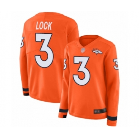 Women's Denver Broncos #3 Drew Lock Limited Orange Therma Long Sleeve Football Jersey - Ujersey