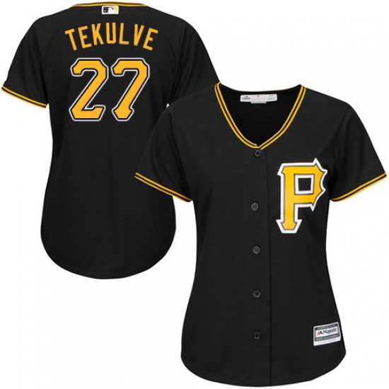 Women's Majestic Pittsburgh Pirates #27 Kent Tekulve Authentic Black Alternate Cool Base MLB Jersey - Ujersey