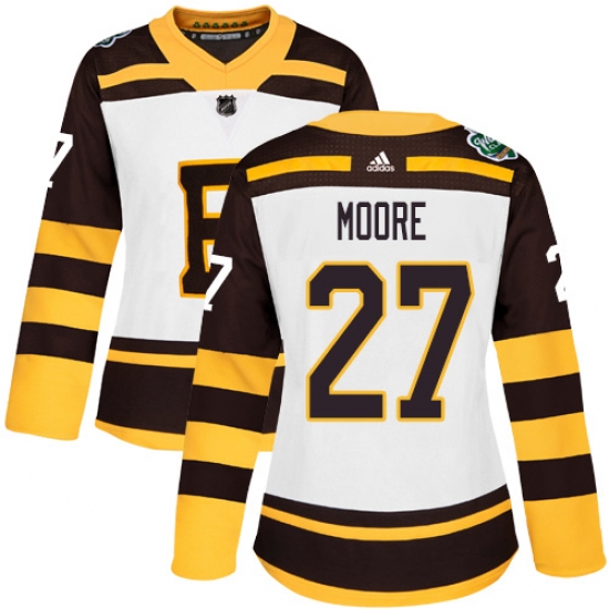 Women's Adidas Boston Bruins #27 John Moore Authentic White 2019 Winter Classic NHL Jersey - Ujersey
