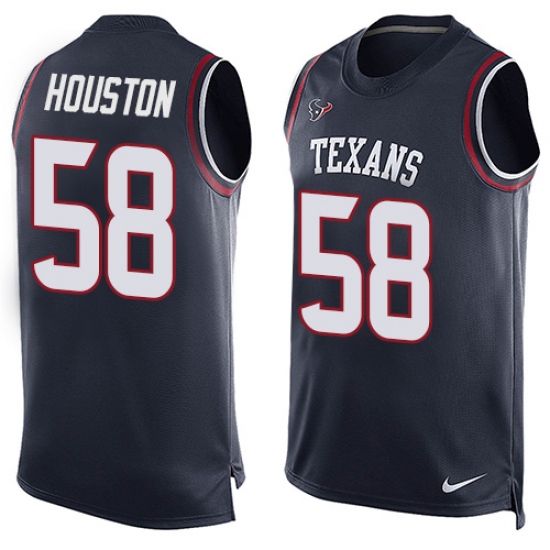 Men's Nike Houston Texans #58 Lamarr Houston Limited Navy Blue Player Name & Number Tank Top NFL Jersey - Ujersey