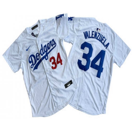 Men's Los Angeles Dodgers #34 Fernando Valenzuela Number White Limited Stitched Jersey - Ujersey
