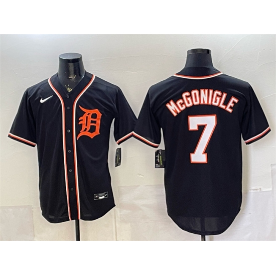 Men's Detroit Tigers #7 Kevin McGonigle 2026 Fashion Replica Black Out Stitched Baseball Jersey - Ujersey