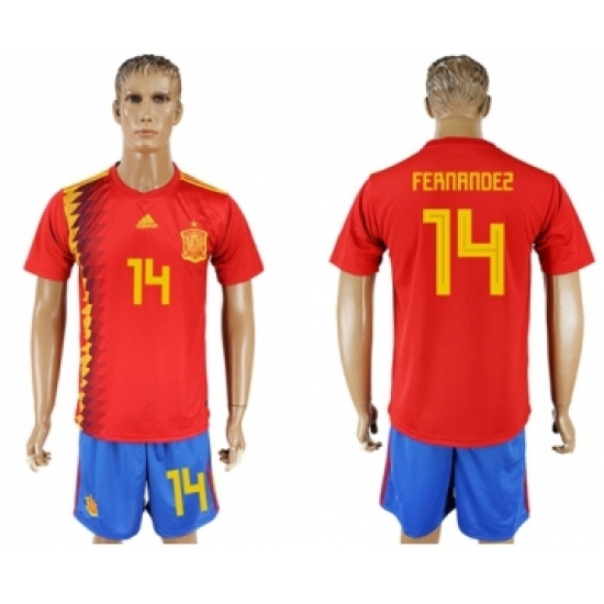Spain #14 Fernandez Home Soccer Country Jersey