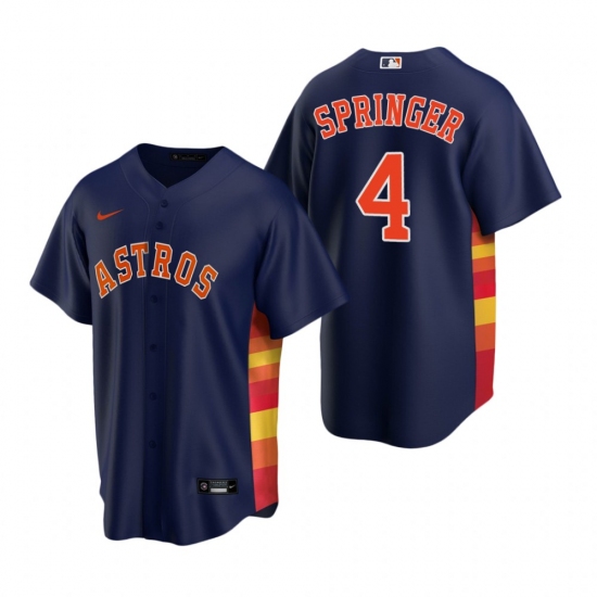 Men's Nike Houston Astros #4 George Springer Navy Alternate Stitched Baseball Jersey - Ujersey