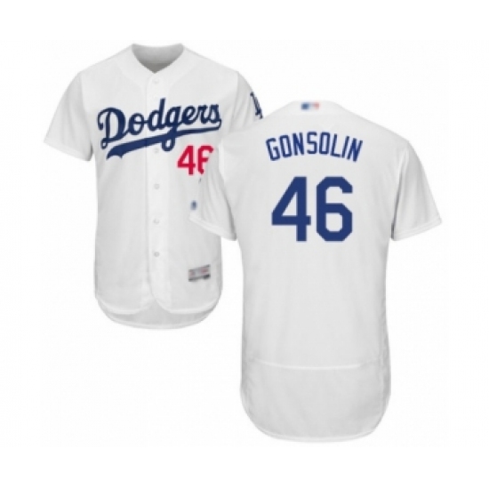 Men's Los Angeles Dodgers #46 Tony Gonsolin White Home Flex Base Authentic Collection Baseball Player Jersey
