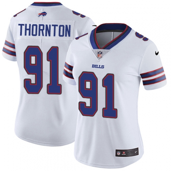 Women's Nike Buffalo Bills #91 Cedric Thornton White Vapor Untouchable Limited Player NFL Jersey - Ujersey