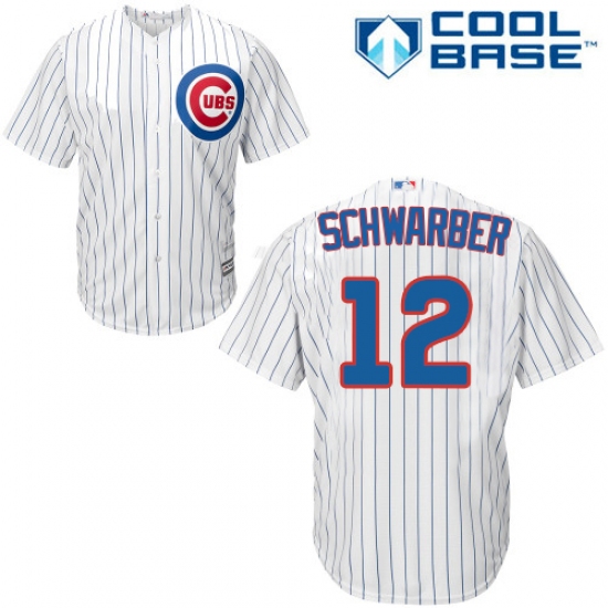 Men's Majestic Chicago Cubs #12 Kyle Schwarber Replica White Home Cool Base MLB Jersey - Ujersey
