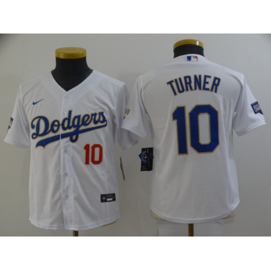 Youth Nike Los Angeles Dodgers #10 Justin Turner White Champions Authentic Jersey - Ujersey