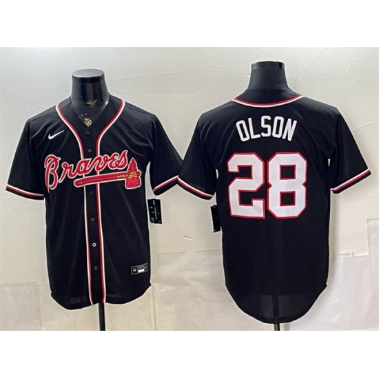 Men's Atlanta Braves #28 Matt Olson 2026 Fashion Replica Black Out Stitched Baseball Jersey - Ujersey