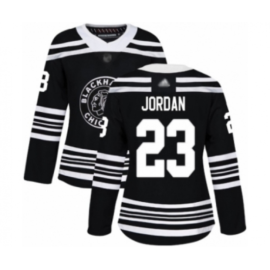 Women's Chicago Blackhawks #23 Michael Jordan Authentic Black Alternate Hockey Jersey - Ujersey
