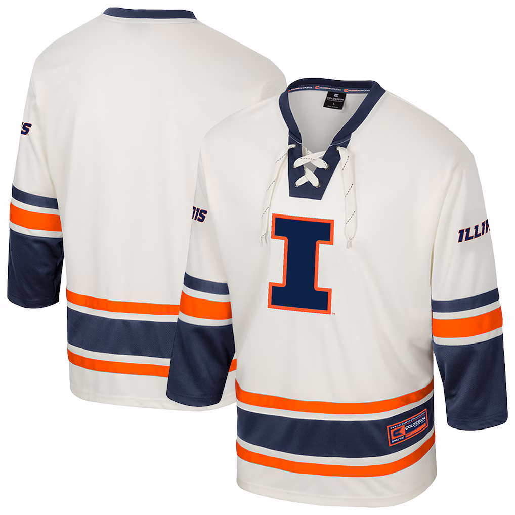 Men's Colosseum Cream Illinois Fighting Illini Puck Proud Fashion Hockey Jersey - Ujersey Shop