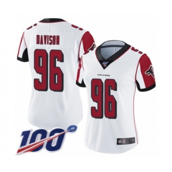 Women's Atlanta Falcons #96 Tyeler Davison White Vapor Untouchable Limited Player 100th Season Football Jersey - Ujersey