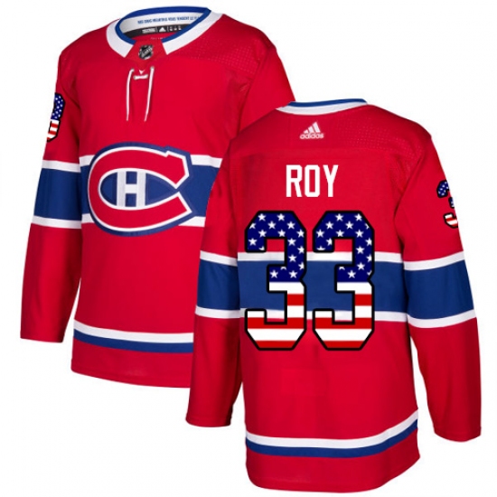 Men's Adidas Montreal Canadiens #33 Patrick Roy Authentic Red USA Flag Fashion NHL Jersey - Ujersey