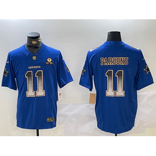 Men's Dallas Cowboys #11 Micah Parsons Blue Smoke Fashion FUSE Jersey - Ujersey