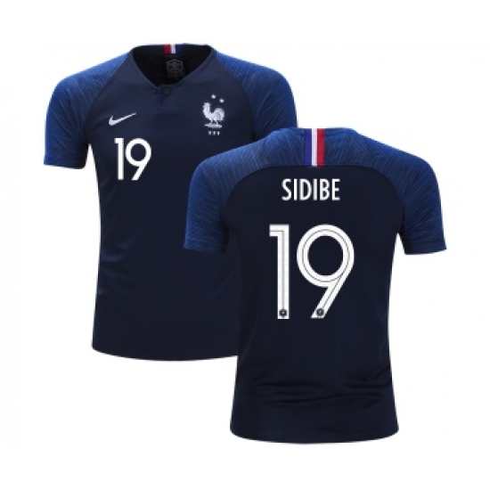 France #19 Sidibe Home Kid Soccer Country Jersey