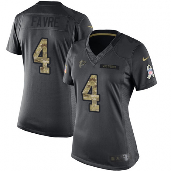 Women's Nike Atlanta Falcons #4 Brett Favre Limited Black 2016 Salute to Service NFL Jersey - Ujersey