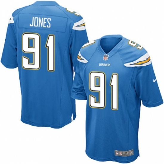 Men's Nike Los Angeles Chargers #91 Justin Jones Game Electric Blue Alternate NFL Jersey - Ujersey