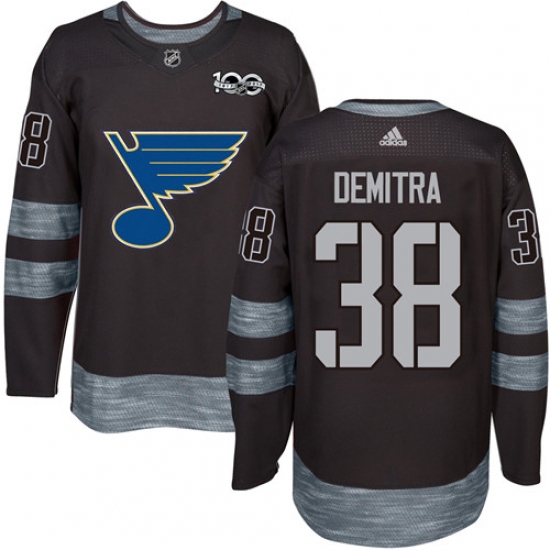 Men's Adidas St. Louis Blues #38 Pavol Demitra Authentic Black 1917-2017 100th Anniversary NHL Jersey