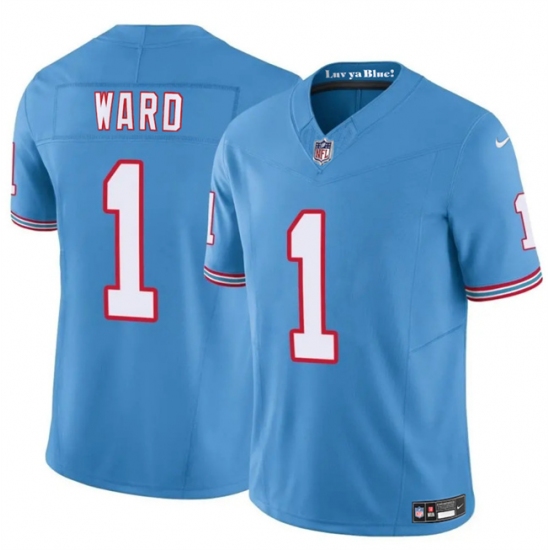 Men's Tennessee Titans #1 Cameron Ward Blue 2025 Draft F.U.S.E. Throwback Vapor Limited Football Stitched Jersey - Ujersey