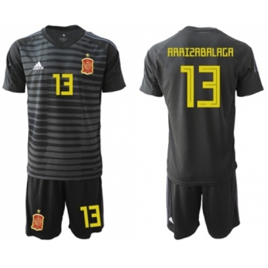 Spain #13 Arrizabalaga Black Goalkeeper Soccer Country Jersey