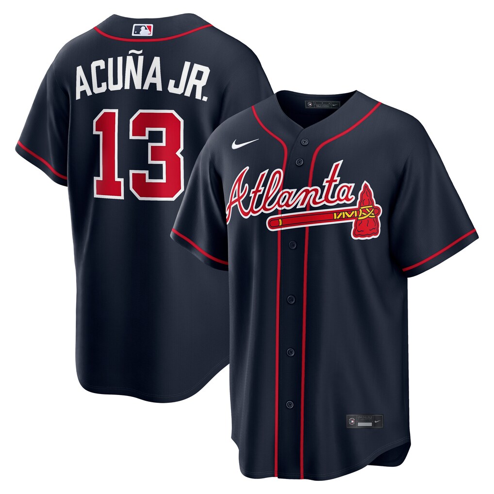 Men's Atlanta Braves Ronald Acuña Jr. Nike Navy Alternate Replica Jersey - Ujersey