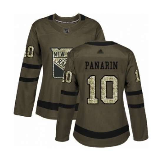Women's New York Rangers #10 Artemi Panarin Authentic Green Salute to Service Hockey Jersey - Ujersey